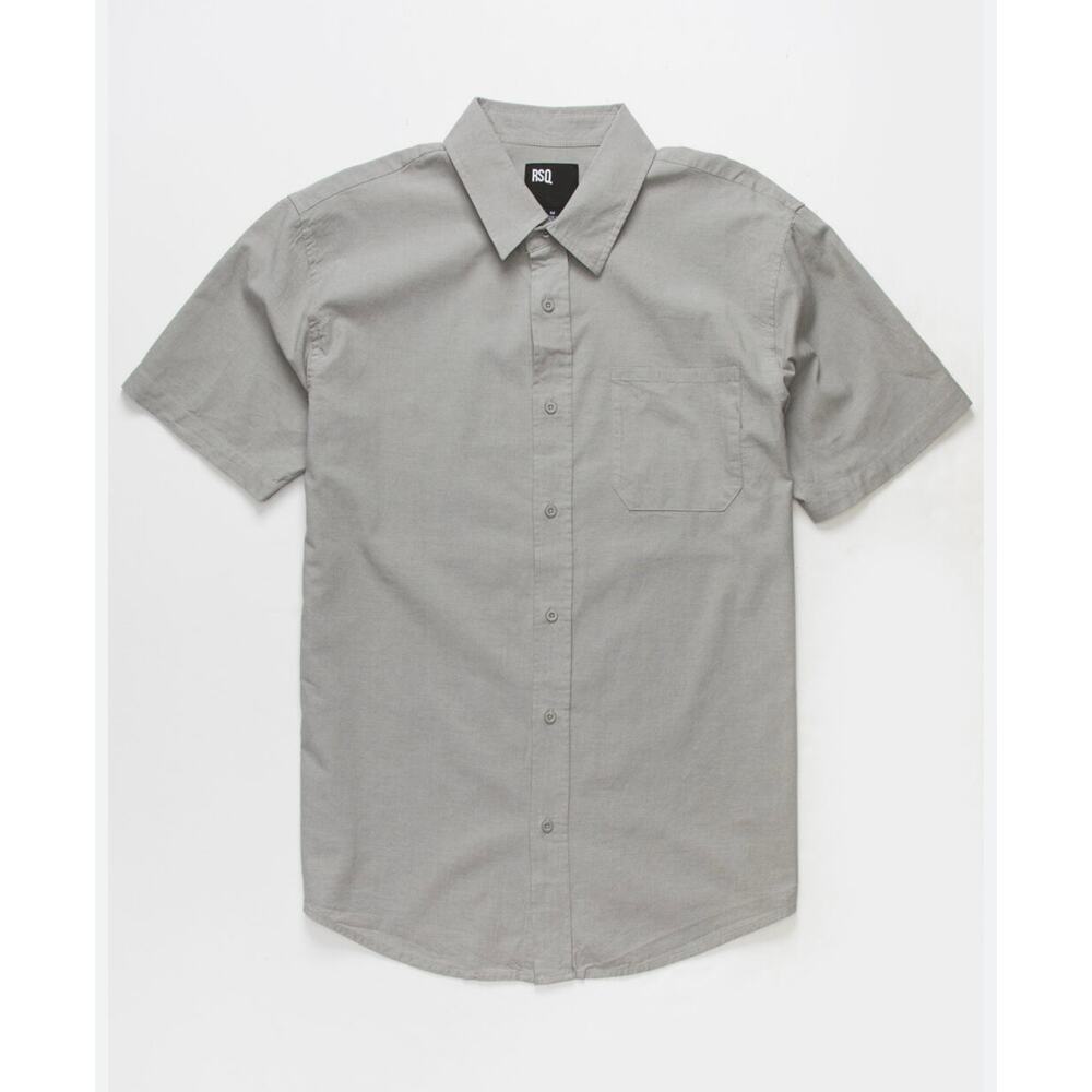 RSQ Men's Short Sleeve Button-Up Shirt in Light Gray